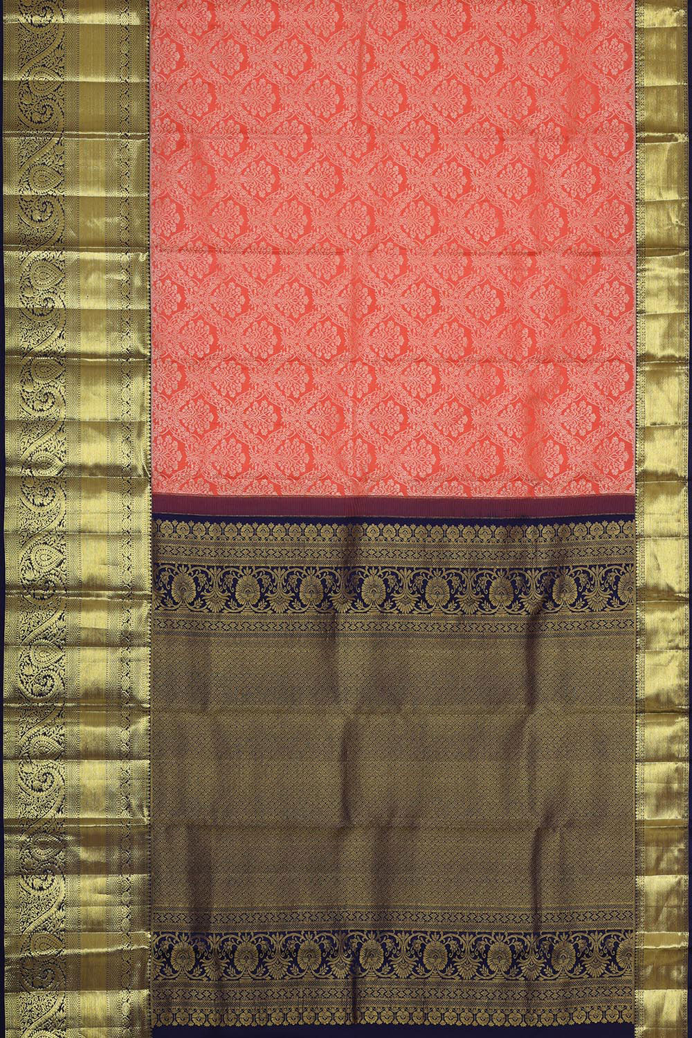 Image of Kanchipattu Peach Brocade Saree